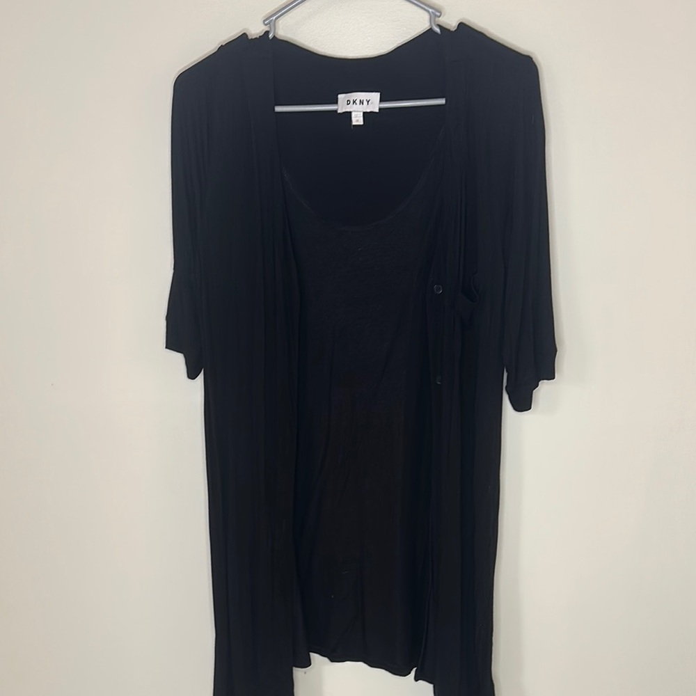 DKNY Elegant Black Kimono with buttons